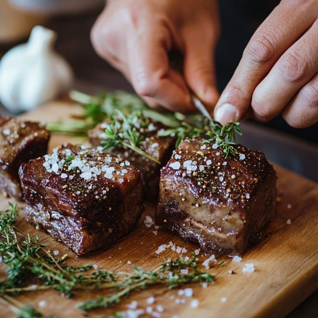 Seasoning boneless short ribs before sous vide