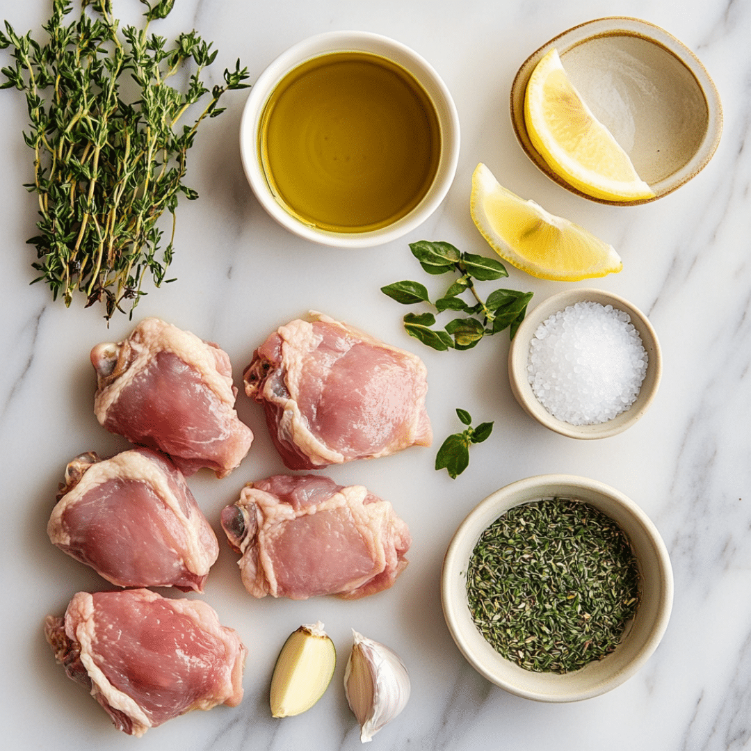 Ingredients for sous vide chicken thighs